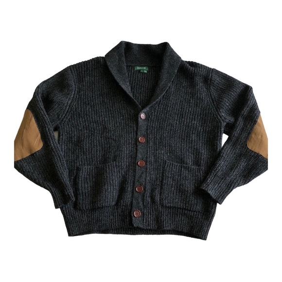 Orvis Wool Blend Knit Cowl Cardigan Sweater with Elbow Patches - Picture 1 of 9